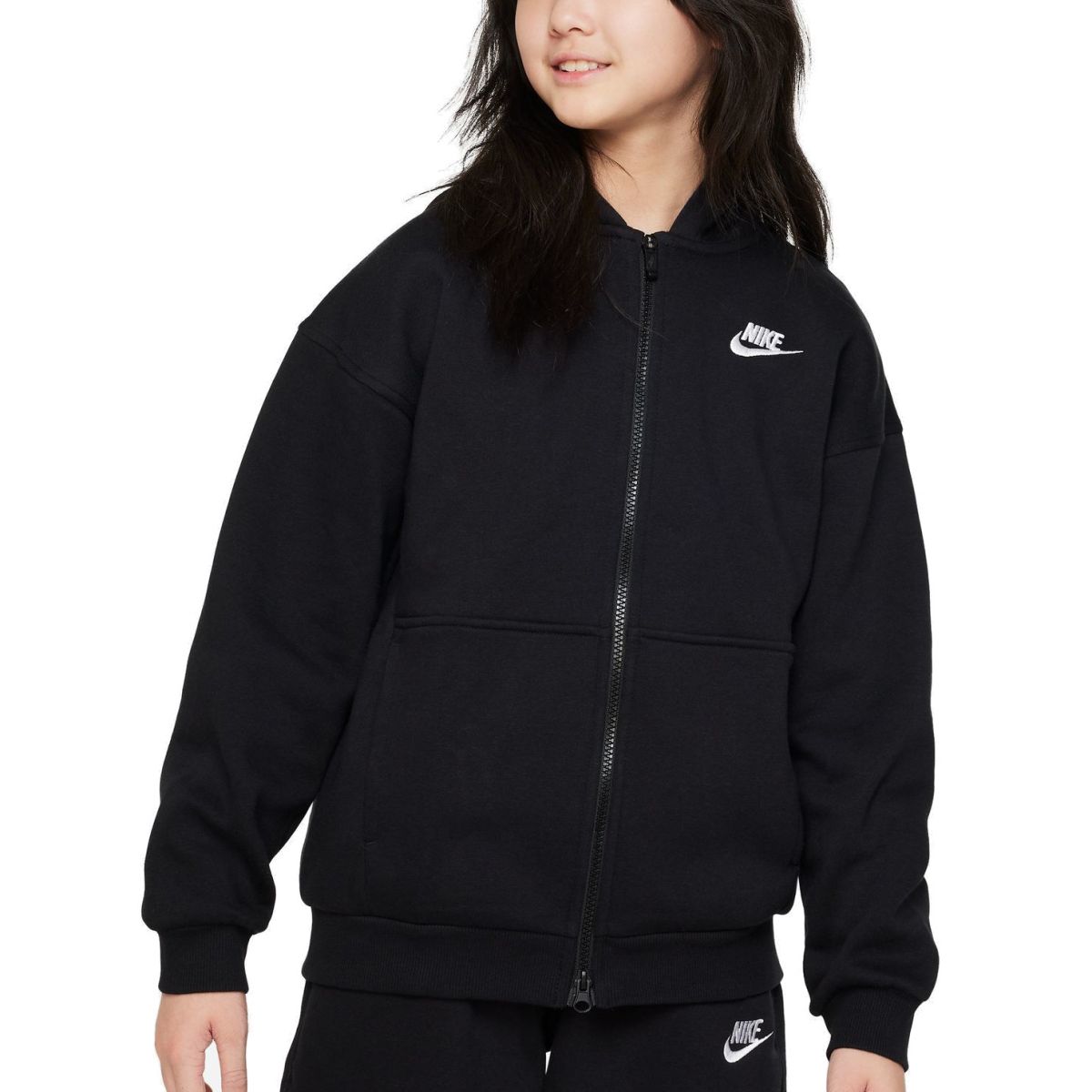 Nike Sportswear Club Fleece Big Kids' Oversized Full-Zip Hoodie FD2931-010