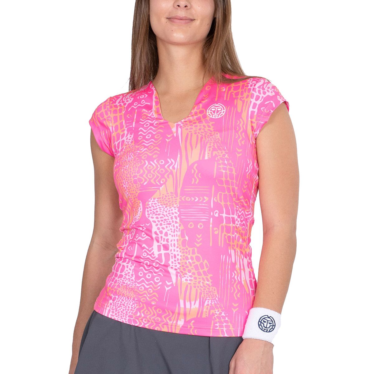 Bidi Badu Bella 2.0 Tech V-Neck Women's Tennis Tee W354009222-DGRPK